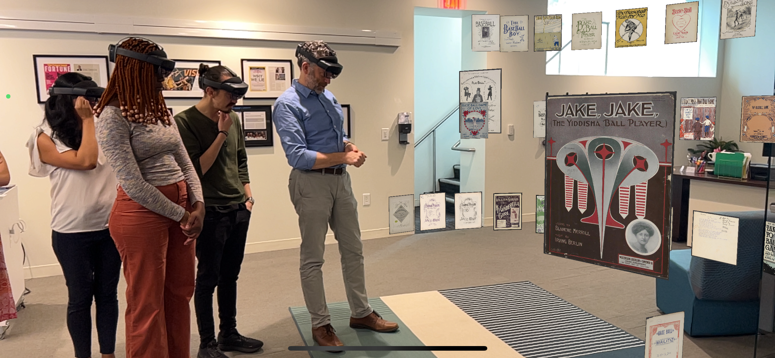 Split view showing the evolution of music cover art across decades in 3D space, with AI-highlighted pattern clusters.