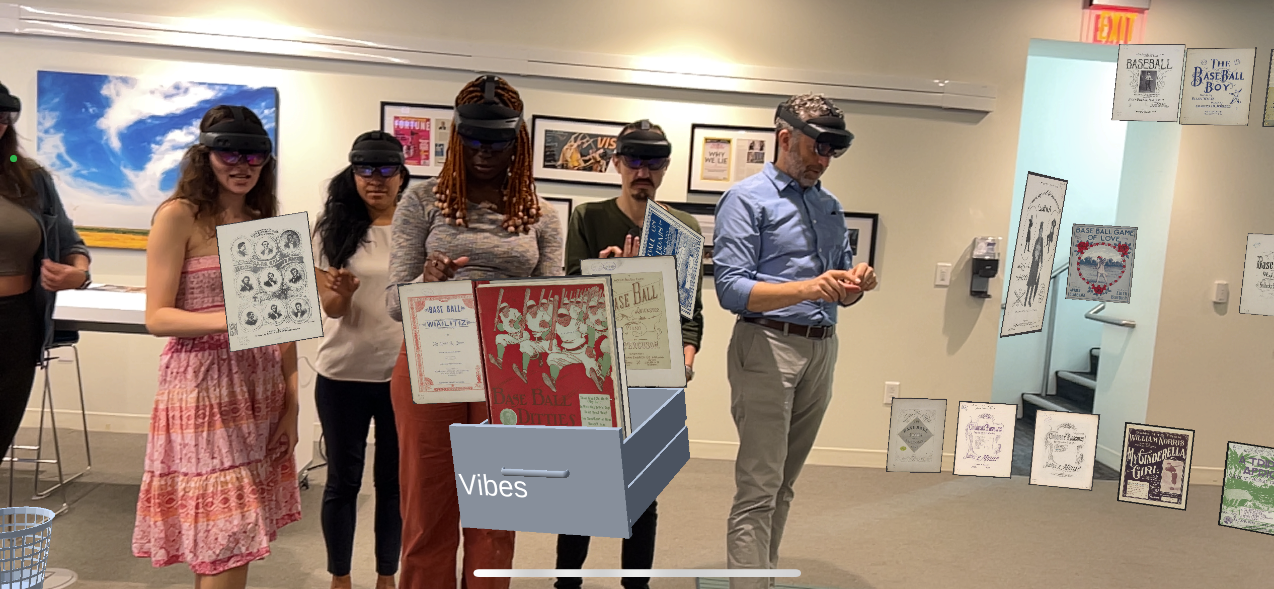 A researcher scrolling through a flat grid of images on a laptop, illustrating the limitations of 2D dataset exploration.