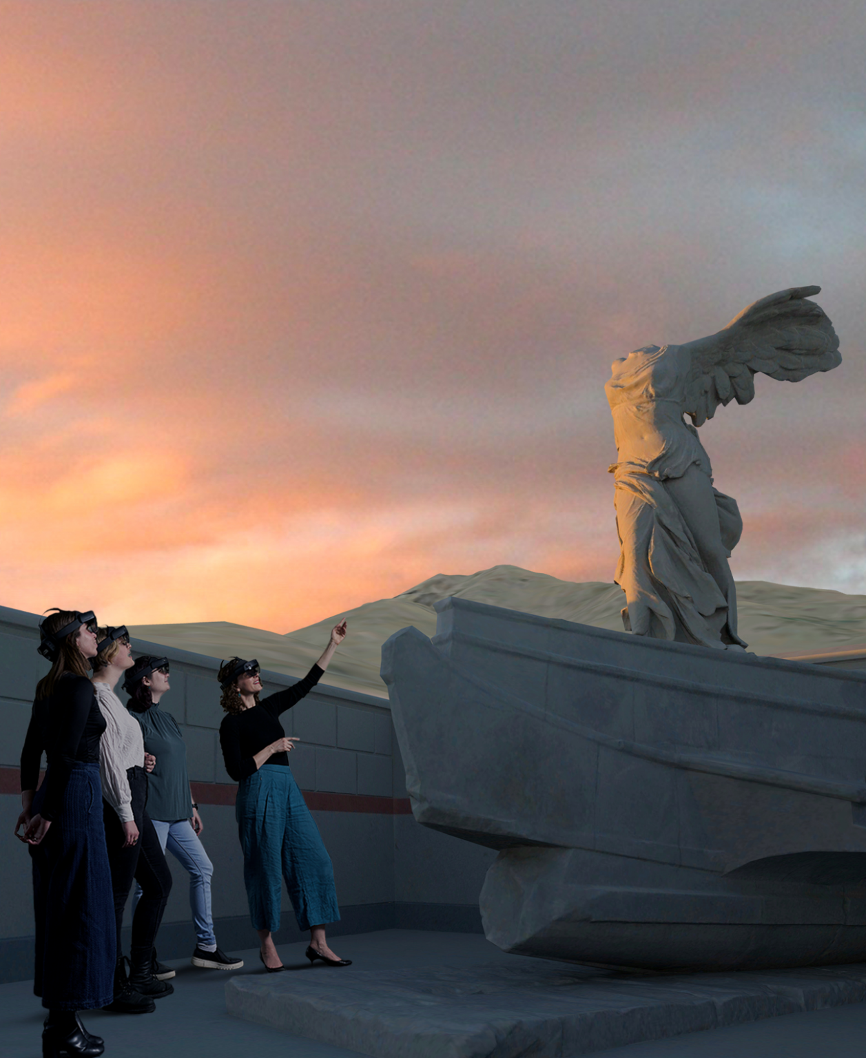 Students actively engaged in a shared XR learning experience